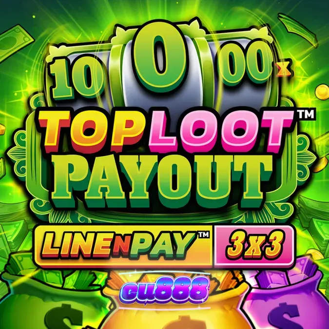 Tampilan antarmuka permainan slot TopLoot Payout LineNPay dengan elemen visual yang cerah.